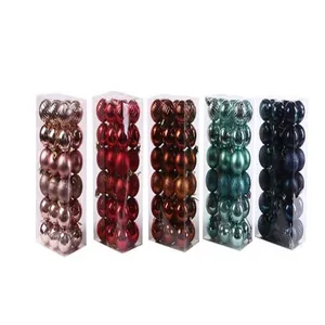 Variety set of 36 electroplated 4cm Christmas balls in multiple colors for tree decoration.