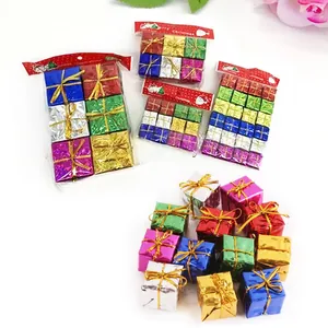 Mini Christmas Gift Box Ornaments Multicolor Foam Small Hanging Decorations For Christmas Tree Party Home Scene Decor