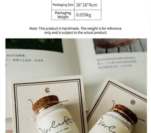 Close-up of 20ml scented candle trial samples with cork lids and elegant display cards
