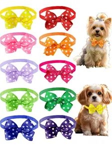 Set mit 10 bunten 3-Zoll-Halsbändern mit gepunkteter Schleife für Hunde und Katzen.