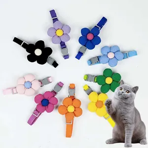 Adjustable Pet Collar Flower Design For Cats Small Dogs Cute Polyester Floral Neck Ring Pet Decorative Necklace Accessory