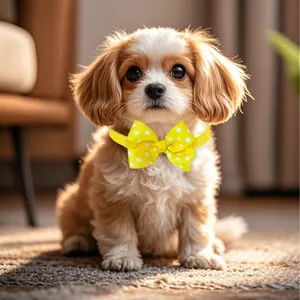 Süßes gelbes 3-Zoll-Pünktchen-Fliege-Halsband für Haustiere, verstellbar für Hunde