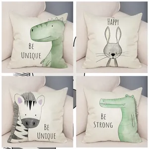 Juego de cuatro fundas de almohada de animales de dibujos animados para el sofá