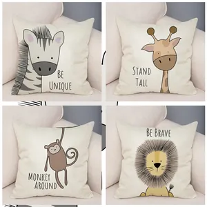 Juego de 4 fundas de cojín de animales con frases motivadoras para sofá y dormitorio