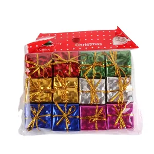 Set of 12 colorful mini foam Christmas gift box hanging ornaments for tree decoration