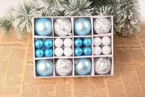 40-piece blue and white mixed Christmas ball ornaments set in a gift display box