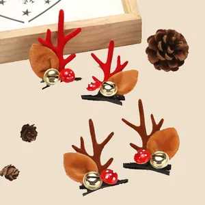Cute set of reindeer antler hair clips for festive Christmas hair accessories decoration