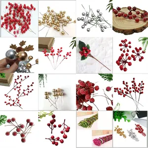 Artificial Red Berries Christmas Pine Cones Acorn Caps For DIY Wreath Garland Home Decor Holiday Festive Party Supplies Foam Resin Decorations