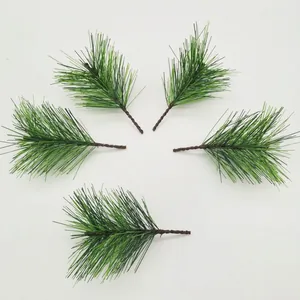 Realistic artificial PVC pine needle sprigs for Christmas tree DIY craft decor, 5pcs set