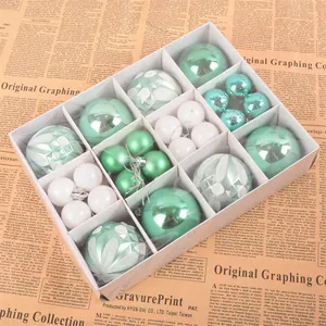 40-piece mint green and white Christmas ball ornaments gift set for festive tree decor