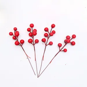 Artificial red berries stems for Christmas decoration and floral arrangements