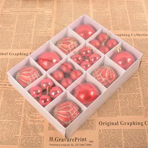 Premium set of 40 red and gold festive Christmas ball ornaments in a white gift box