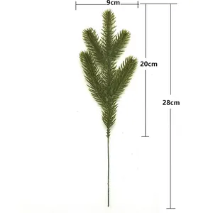 Detailed view of a 28cm artificial pine needle branch for Christmas wreaths and DIY decor