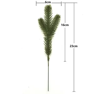 Artificial three-forked pine needle sprig 23cm length for Christmas DIY floral decor