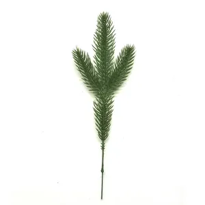 Lifelike green three-prong artificial pine needle branch for Christmas decoration