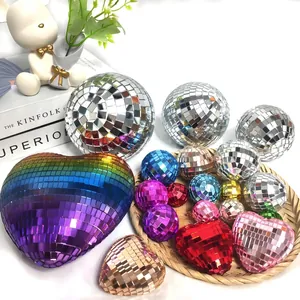 Reflective Mirror Glass Disco Ball Mini Hanging Ornaments Colorful Party Decor Cake Topper For Wedding Birthday Celebration