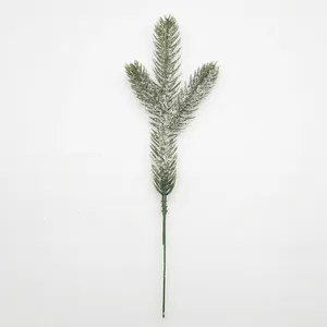 Simulation Three-Fork Pine Needle Branch Artificial Snow Pine Picks For Christmas Wreath Tree Decor Festival DIY Accessory