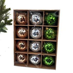 Set of 12 colorful disco mirror balls for Christmas tree and themed party decorations