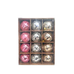 Set of 12 colorful disco mirror balls for Christmas tree and party decorations