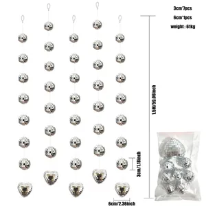 Sparkling mirror disco ball hanging strings for festive party and Christmas wall decor