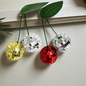 Disco Ball Cherry Hanging Ornament Reflective Mirror Fruit Shaped Pendant For Birthday Christmas Party Home Decoration