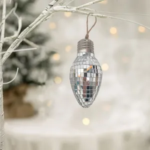 Glas Spiegel Disco Ball Ornamente Glühbirnenform Reflektierende Hängedekoration Für Weihnachten Hochzeit Bar Party
