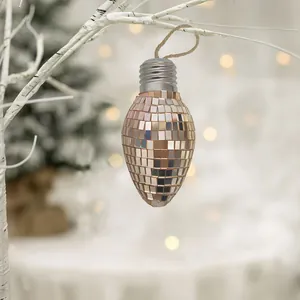 Eleganter rotgoldener Discokugel-Anhänger in Glühbirnenform für festliche Weihnachtsdeko