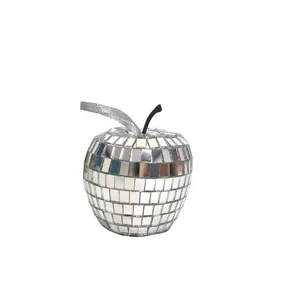 Silberner Spiegel Disco Apfel Ornament für festliche Partys und Weihnachtsbaumdekoration