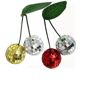 Reflective mirror disco ball cherry hanging ornaments for festive birthday party decor