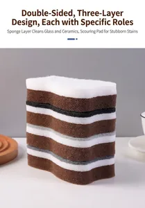 Detail showing the 3-layer wavy cleaning sponge for dishwashing and kitchen scrubbing.