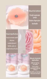 Vue macro détaillée montrant la texture et la structure de la bougie rose artisanale