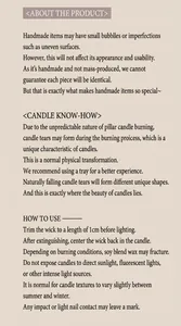 Guide d'entretien détaillé et instructions d'utilisation pour bougies artisanales