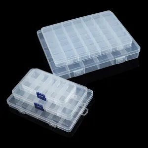 Boîtes de rangement transparentes à compartiments pour bijoux et petites pièces
