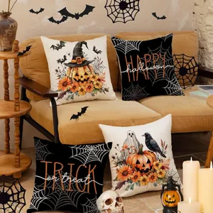 Set di fodere per cuscini di Halloween con stampe di fantasmi e zucche per divano