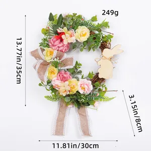 Handmade Easter bunny floral wreath for door decoration, dimensions 35x30cm, 249g