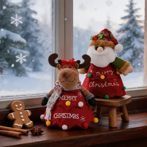 Simpatici sacchetti regalo di Natale in peluche Babbo Natale e Renna per dolci e regali