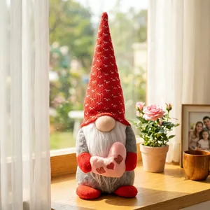 Muttertag Gnom Plüsch Gesichtslose Puppe Ornament Rosa Herz MOM Schriftzug Rote Strickmütze Nordic Rudolf Figur Deko