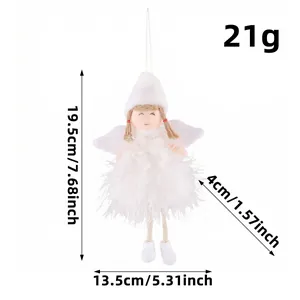 White feather plush angel Christmas tree ornament, 19.5cm hanging decoration
