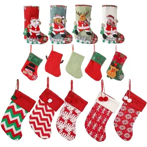 Assorted festive Christmas stockings set for holiday home decorations and gift bags