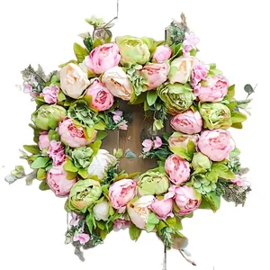 Künstlicher Pfingstrosen-Blumenkranz für Frühlings-Türdeko und Hochzeitsfeiern Dekoration