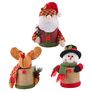 Decorative set of 3 Christmas candy jars featuring Santa Claus Reindeer and Snowman designs