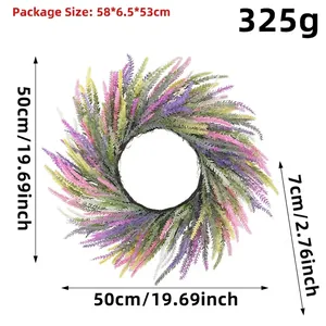Immagine SKU ghirlanda di lavanda artificiale colorata con diametro 50cm e specifiche di peso 325g