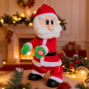 Elektrisches Musik Tanzendes Weihnachtsmann Spielzeug Hüftschwingender Weihnachtsmann Ornament Stoff Feiertagsdekor Für Weihnachtsfeier Kinder Geschenk