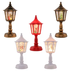 Set of decorative Christmas lanterns with glitter snow globe and LED lights