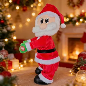 Animierter singender und tanzender Weihnachtsmann aus Plüsch mit Musik und Bewegung