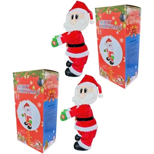 Animierte elektrische musikalische tanzende Weihnachtsmann Plüschfigur mit Geschenkbox