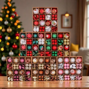 65pcs Weihnachtskugeln Set Unzerbrechlich Kunststoff Christbaumschmuck Mit Sternen Herzen Schleifen Für Feiertag Party Deko