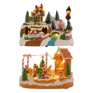 Decorative spinning gingerbread man musical box with warm LED lights for Christmas