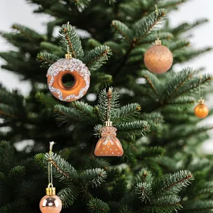 Set di 60 decorazioni per albero di Natale in oro rosa con forme di donut e palline
