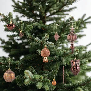 Lot de décorations de sapin de Noël en or rose et bronze aux formes variées